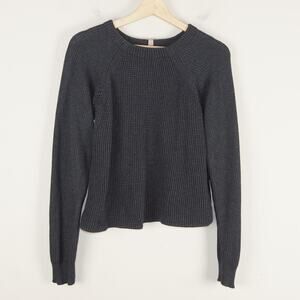 Lunya Pima Cotton Alpaca Blend Gray Knit Pullover Sweater Womens Sz S